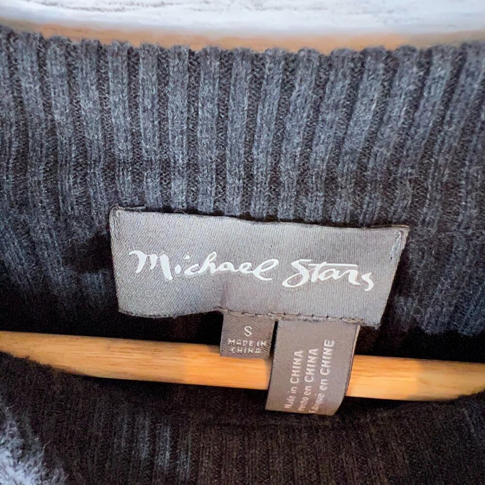 Michael Stars Sweater Womens Size Small Dark Gray Ribbed Poet Flounce Sleeve - Picture 2 of 11